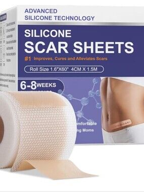 Silicone Scar Sheets, Advanced Medical Silicone Scar Tape(1.6"x 60"Roll-1.5M)